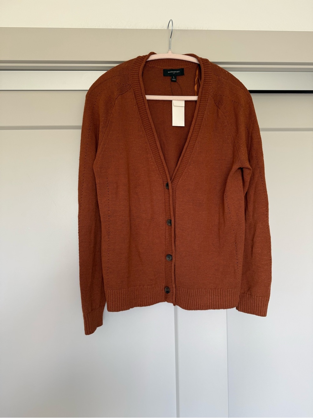 Banana Republic Women's Rust Button-Up V-Neck Cardigan Sweater